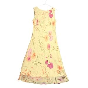 Y2k yellow Floral Sheer Midi Dress Women's Size 3 Forest Fairy, Fairy Princess